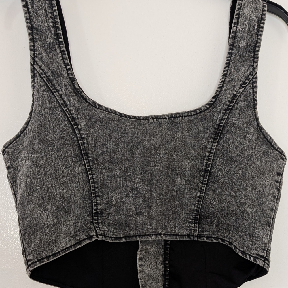 Gray Denim Women's Top - Picture 2 of 6